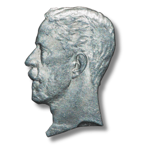 Urklippt profilbild av Gustaf V, detaljerad myntdesign, Myntinfo.se.