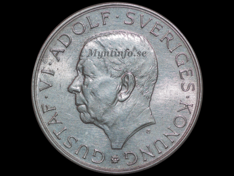 10-krona 1972, jubileumsmynt Gustaf VI Adolf, profilbild, Myntinfo.se.