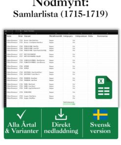 Nödmynt (1715–1719) – Excel för 1 daler silvermynt och varianter