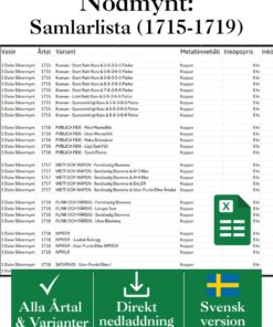 Nödmynt (1715–1719) – Excel för 1 daler silvermynt och varianter