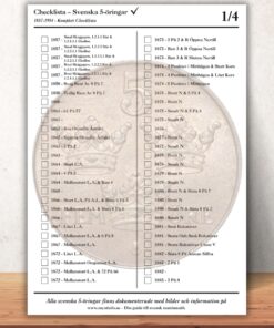 Checklista Svenska 5-öringar 1857–1984 (Digital PDF)